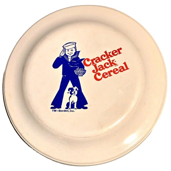 VTG 80s Cracker Jack Frisbee Disc Ralston Purina Sailor Jack Bingo Dog White EUC - Picture 1 of 3